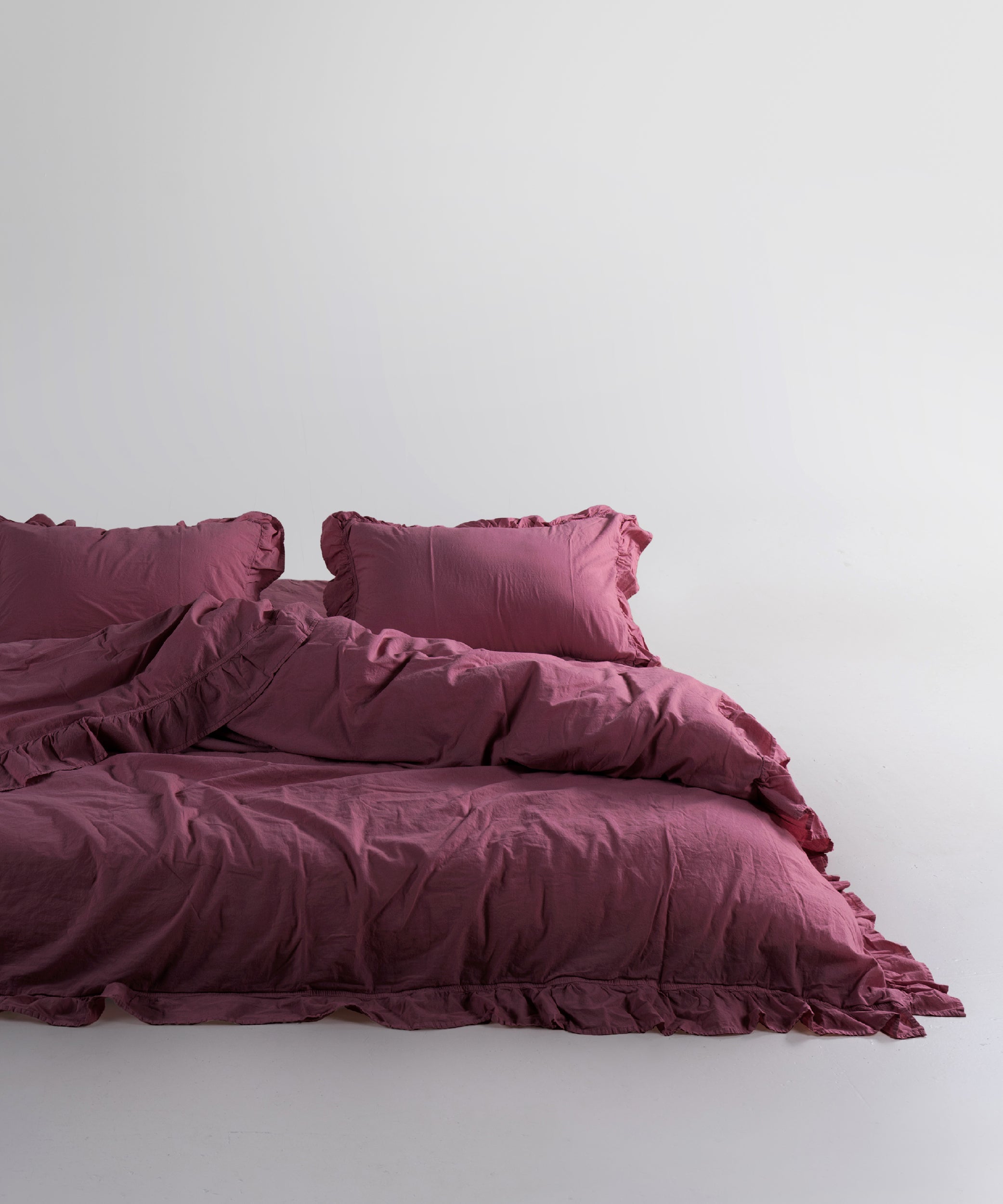 Exclusive Комплект Постільної Білизни З Рюшами З Stonewashed Бавовни 100%, Raspberry