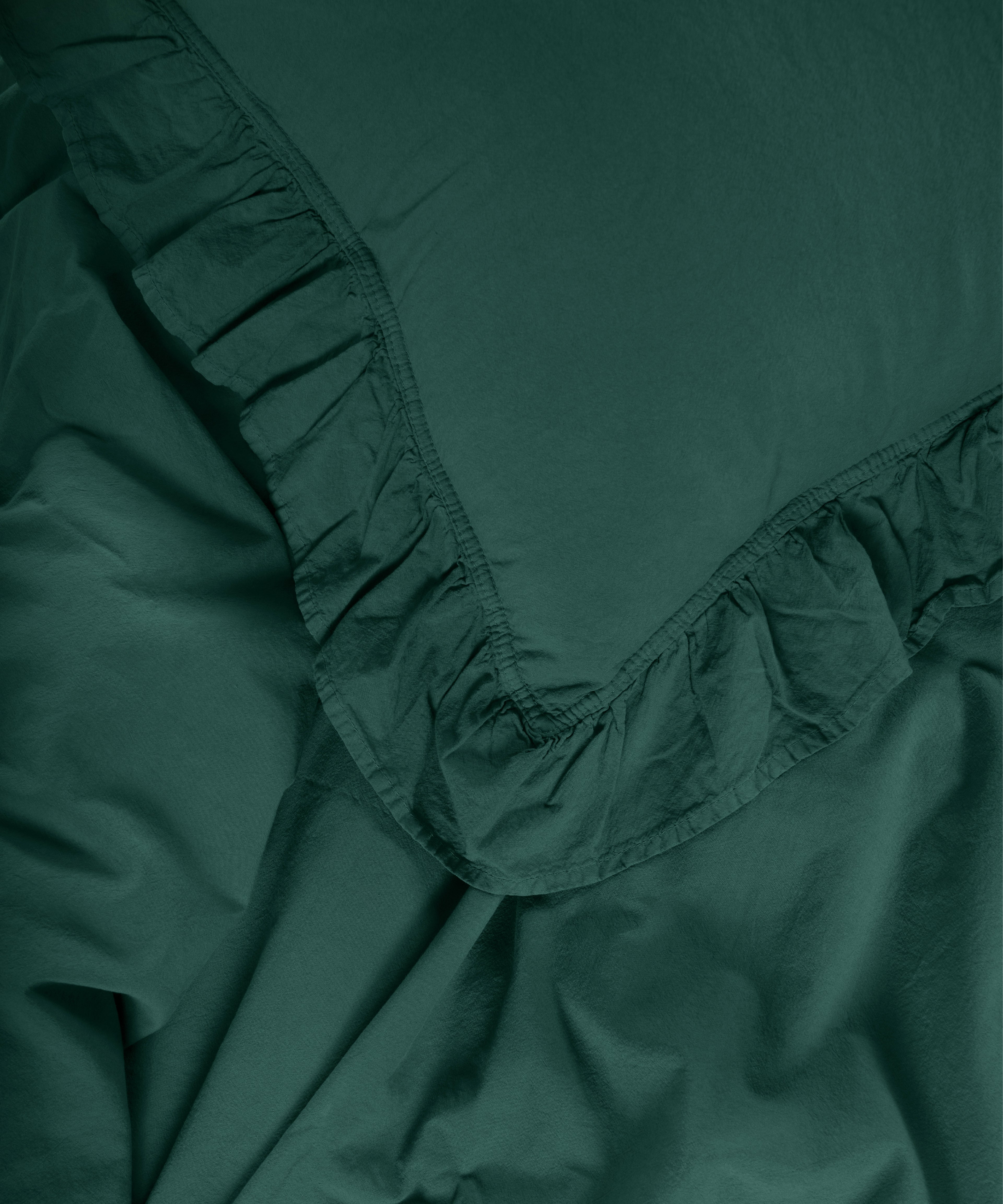 Exclusive Комплект Постільної Білизни З Рюшами З Stonewashed Бавовни 100%, Темно-Зелений