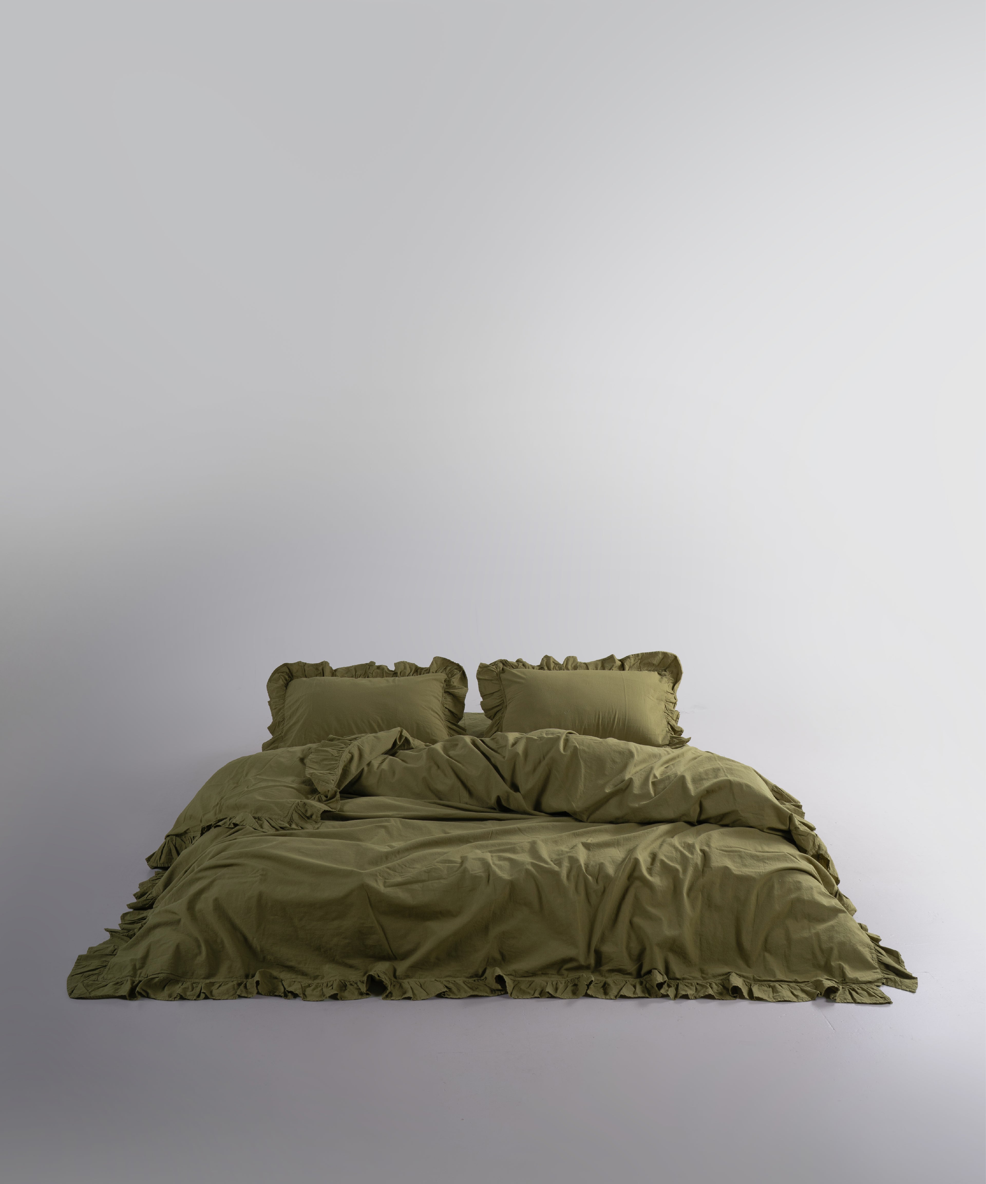 Exclusive Комплект Постільної Білизни З Рюшами З Stonewashed Бавовни 100%, Olive