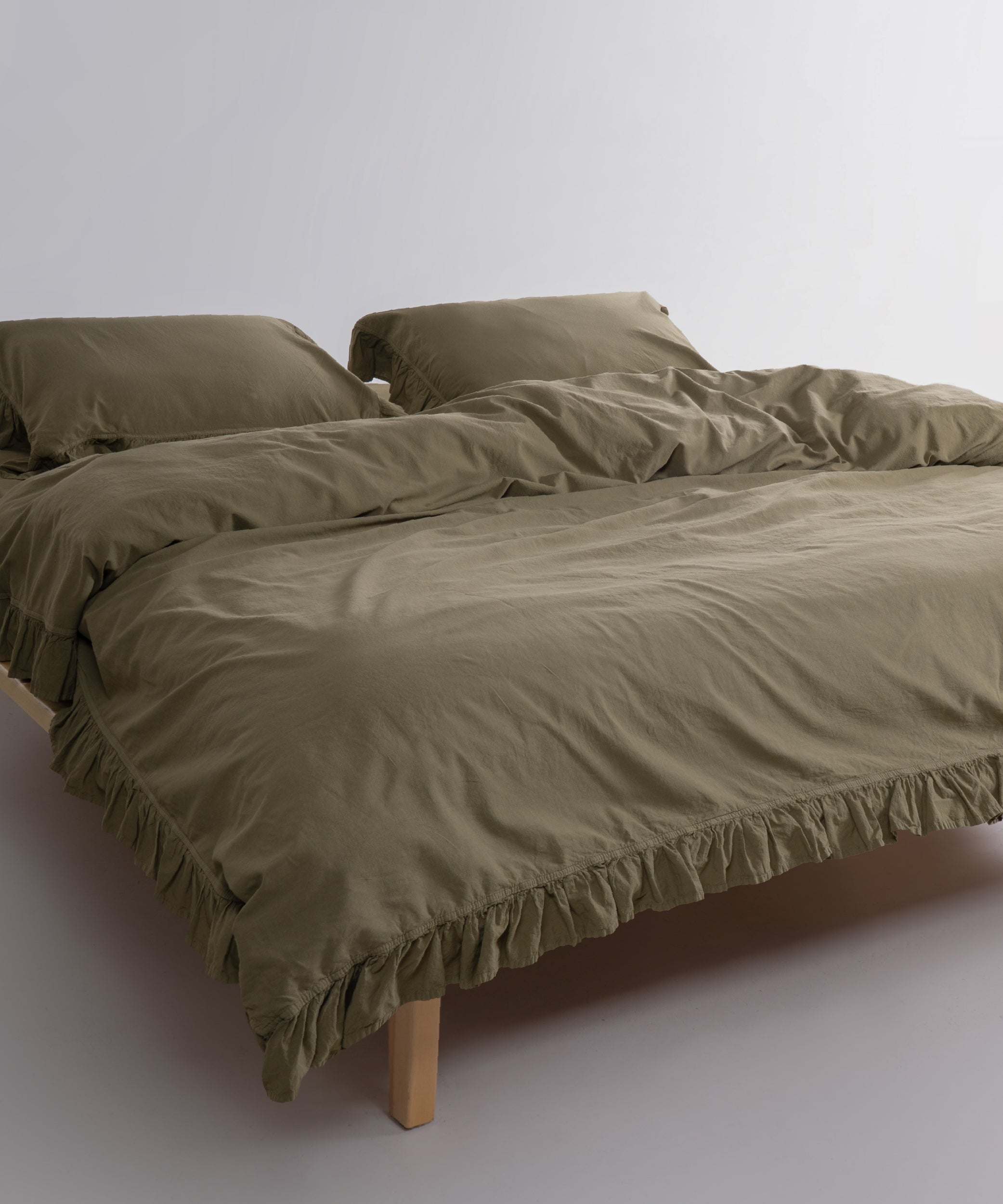 Exclusive Комплект Постільної Білизни З Рюшами З Stonewashed Бавовни 100%, Olive