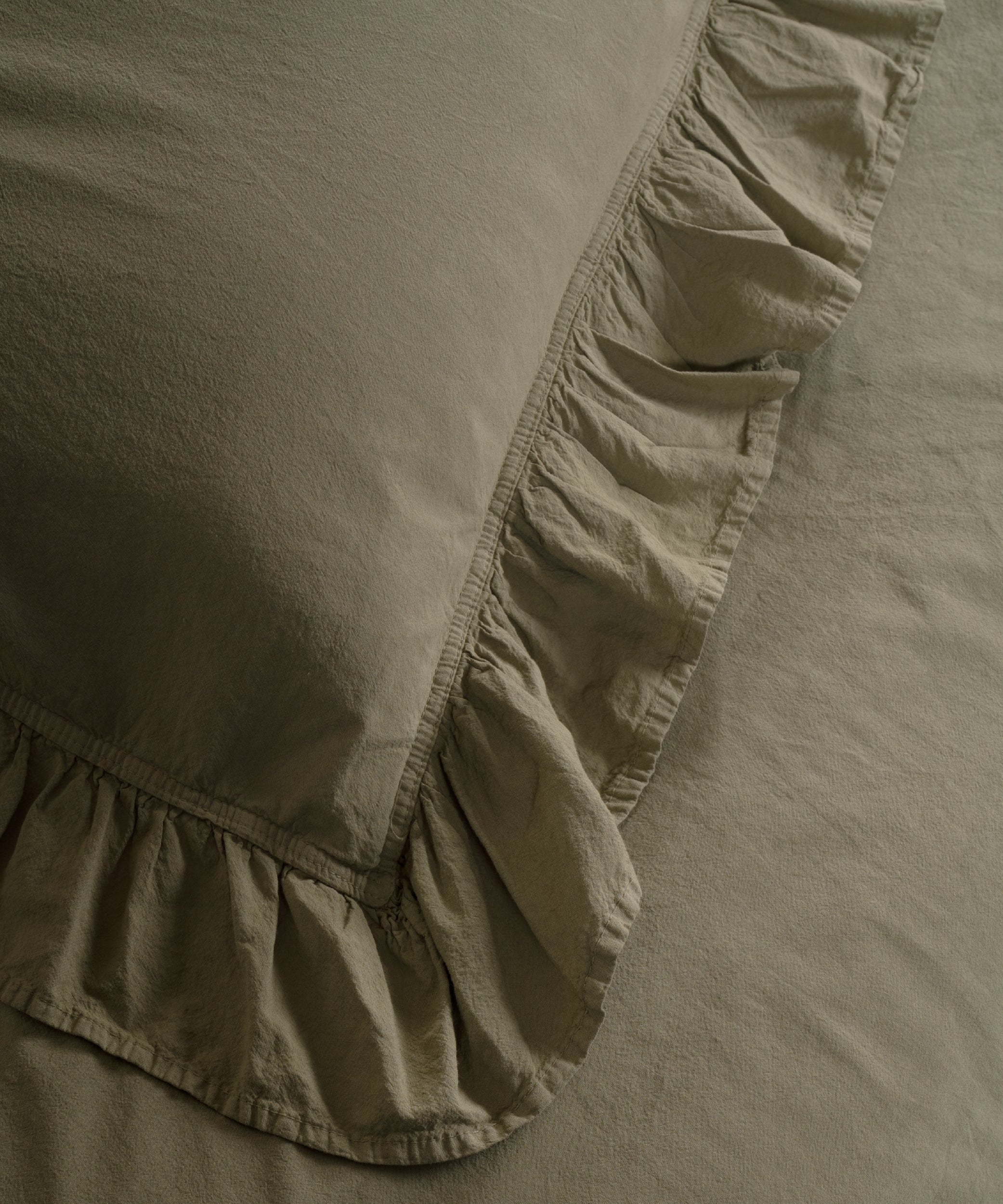 Exclusive Комплект Постільної Білизни З Рюшами З Stonewashed Бавовни 100%, Olive