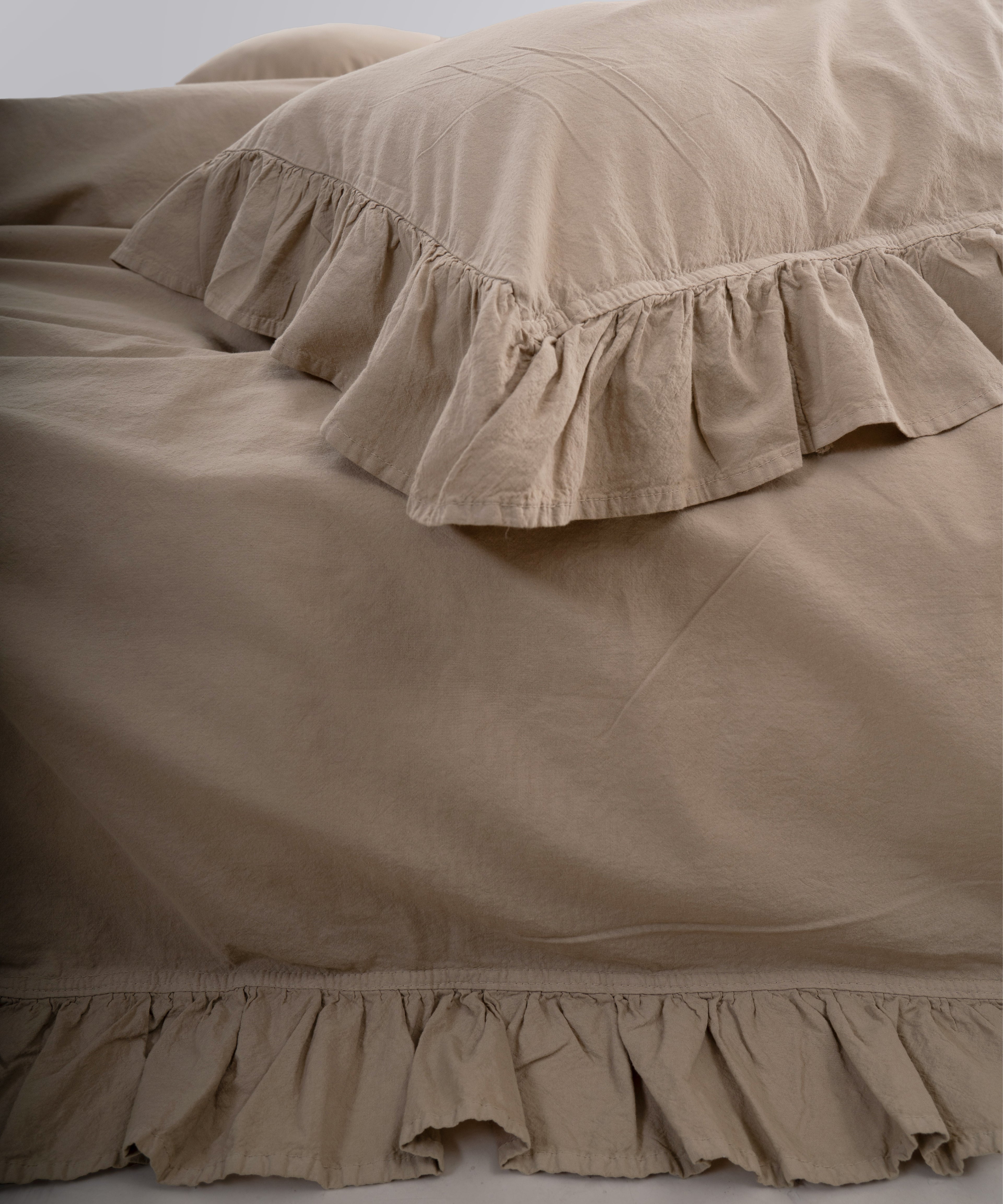 Exclusive Комплект Постільної Білизни З Рюшами З Stonewashed Бавовни 100%, Oxfordtan