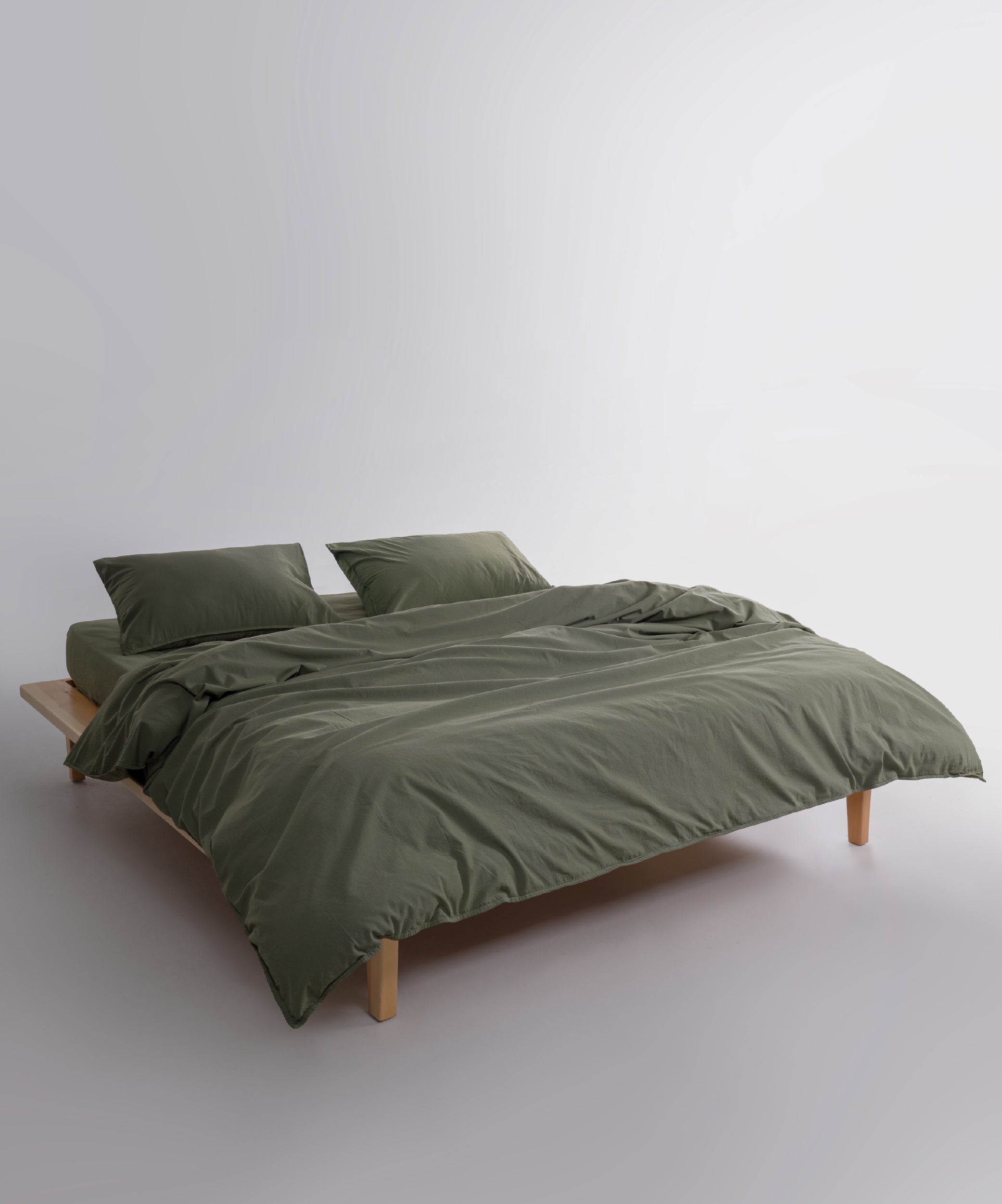 Оливкова підковдра 200x220 з натуральної бавовни stonewash Capulet Olive