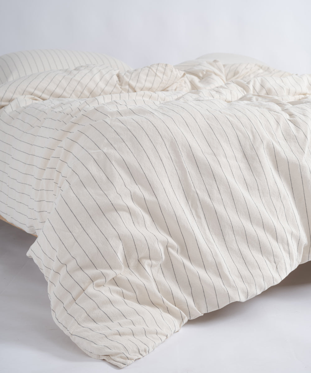 Комплект постільної білизни Pure Cotton 100% бавовна Garment Washed – кремовий з чорними смужками