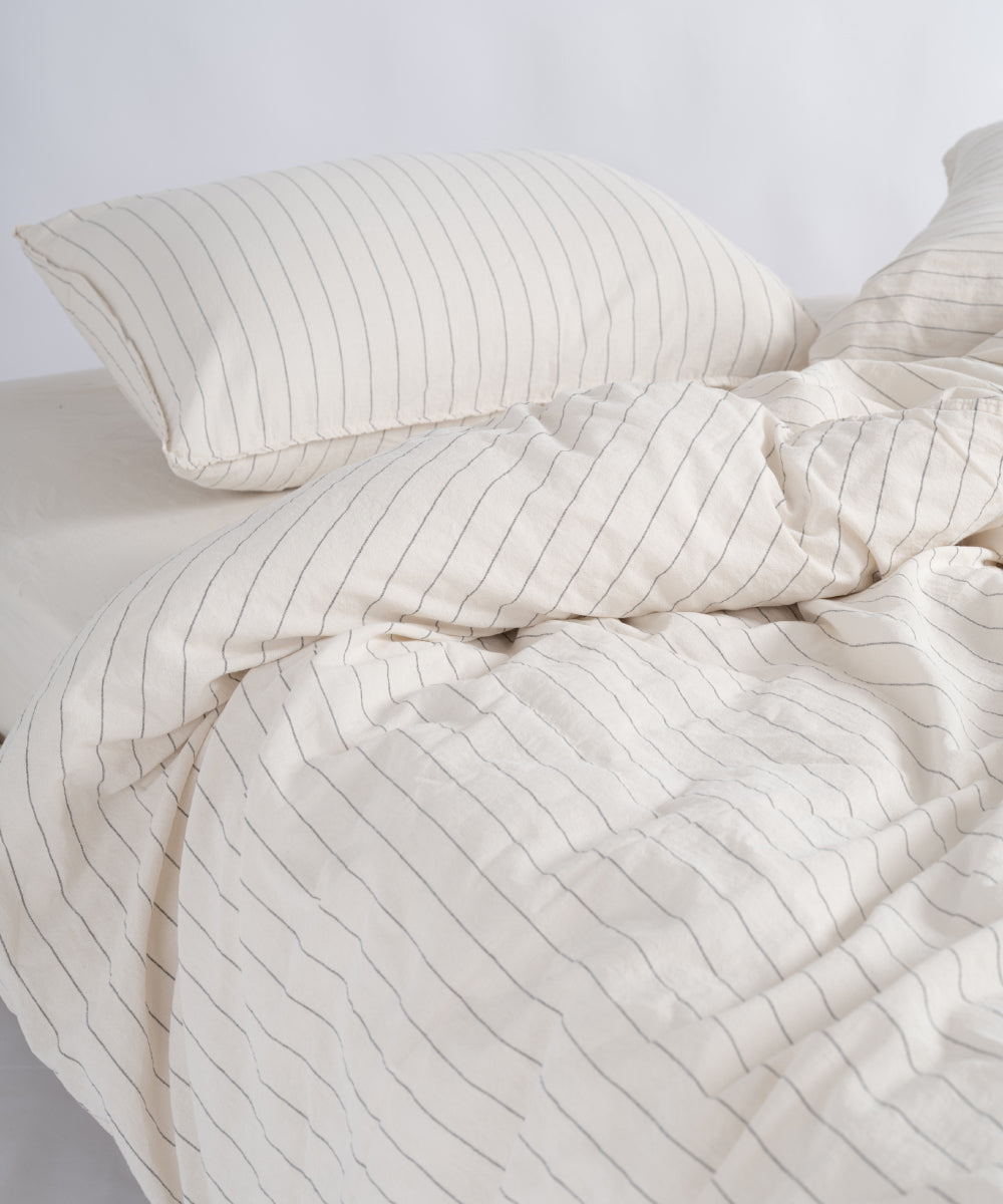 Комплект постільної білизни Pure Cotton 100% бавовна Garment Washed – кремовий з чорними смужками