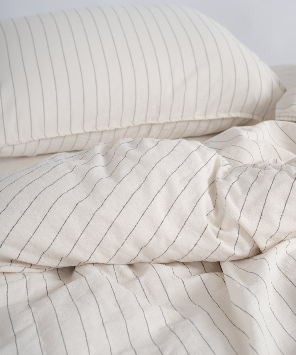 Комплект постільної білизни Pure Cotton 100% бавовна Garment Washed – кремовий з чорними смужками