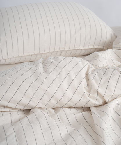 Комплект постільної білизни Pure Cotton 100% бавовна Garment Washed – кремовий з чорними смужками