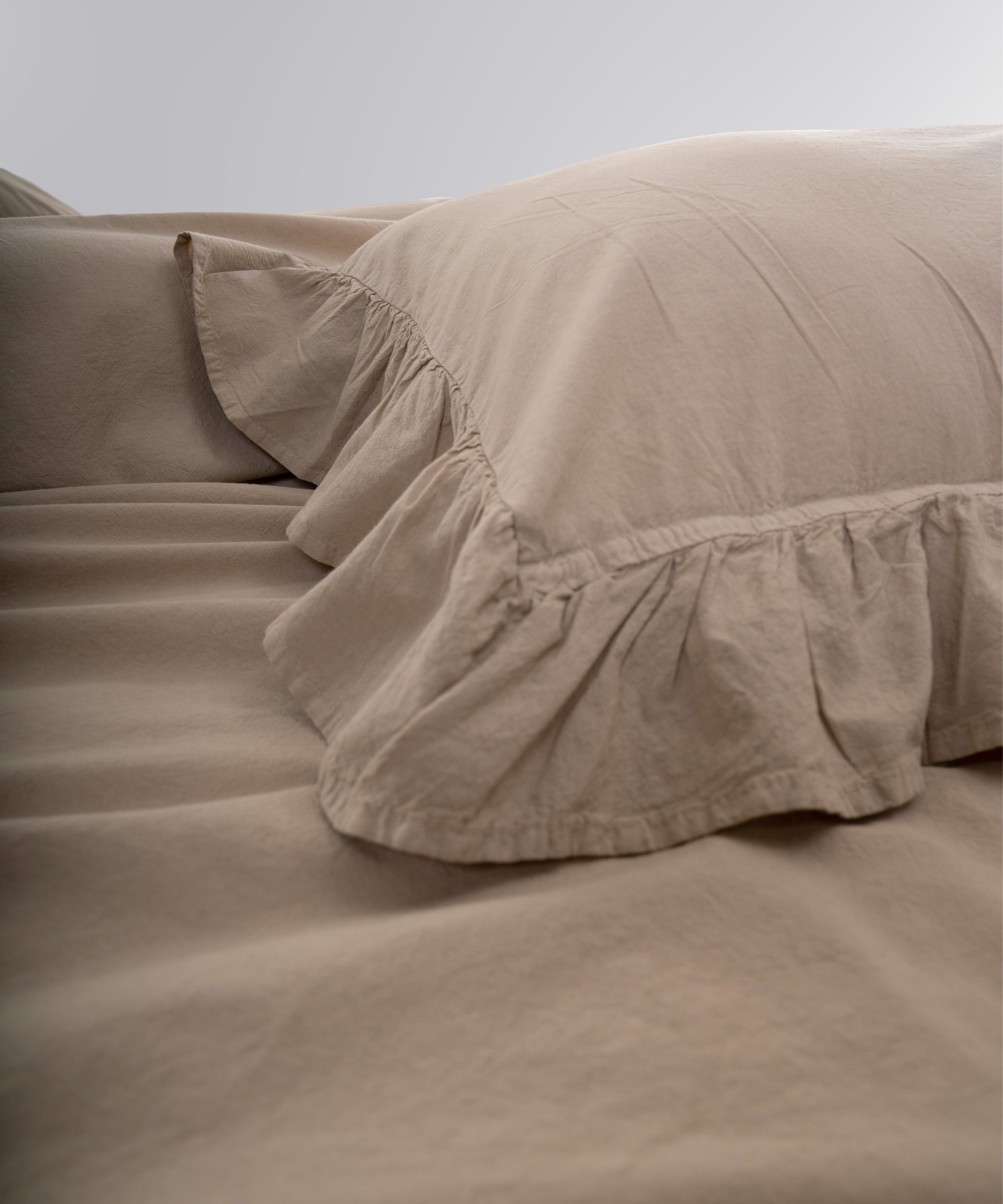 Exclusive Комплект Постільної Білизни З Рюшами З Stonewashed Бавовни 100%, Oxfordtan