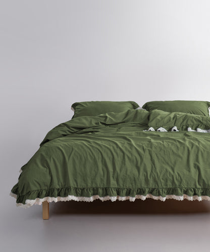 Naturalnyi stonewashed komplekt z 100% bavovny u vidtinku Capulet Olive dlya stylnoi spalni