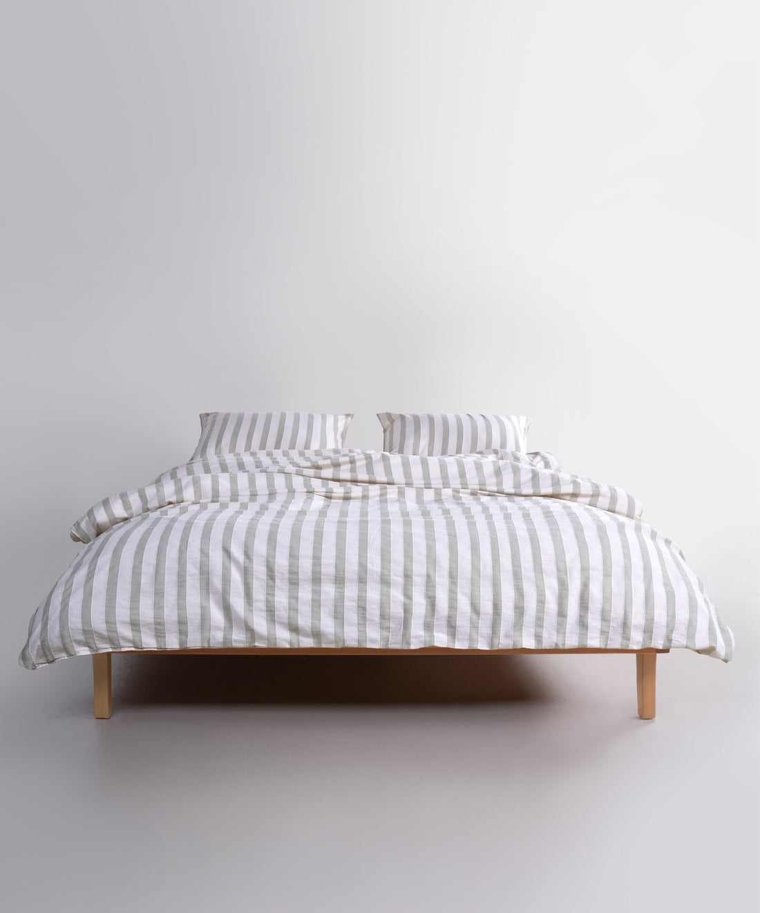 Komplekt postilnoi bilyzny Garment Washed Green Stripe 100% bavovna pidkovdra 200x220, prostyradlo 240x260, 2 navolochky 50x70