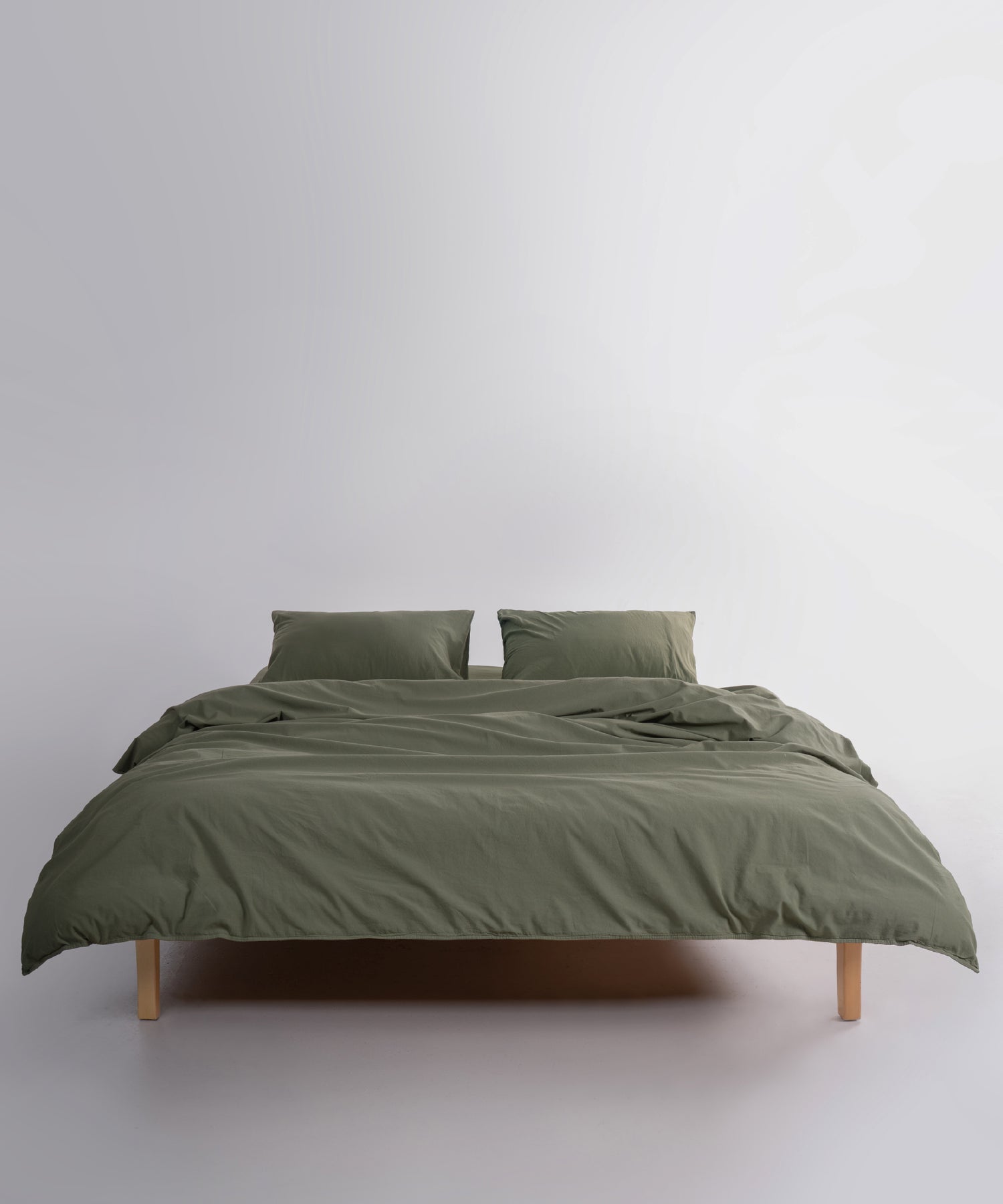 Оливкова постільна білизна 240x260 з 100% бавовни stonewash, підковдра 200x220 та 2 наволочки 50x70