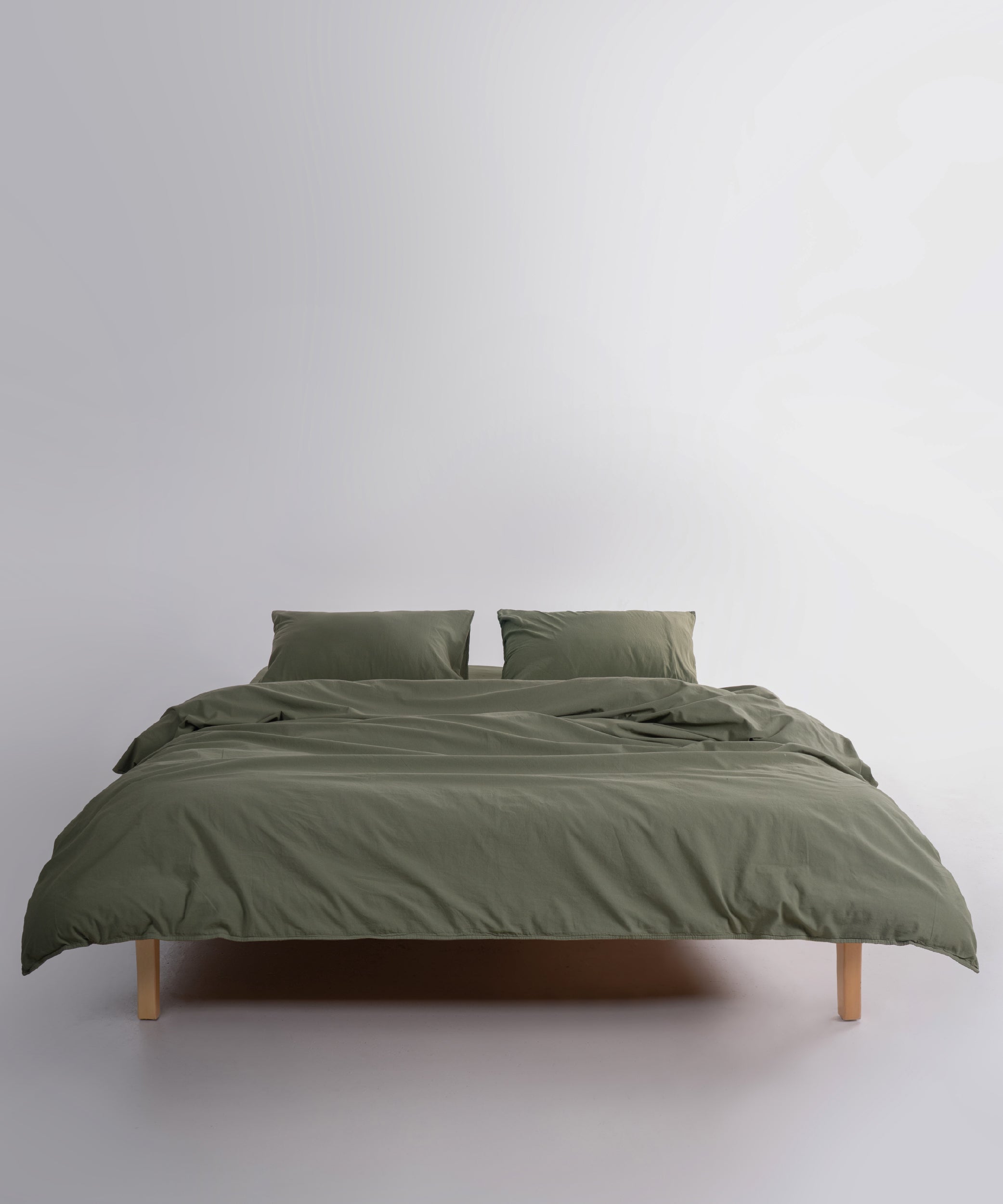 Оливкова постільна білизна 240x260 з 100% бавовни stonewash, підковдра 200x220 та 2 наволочки 50x70