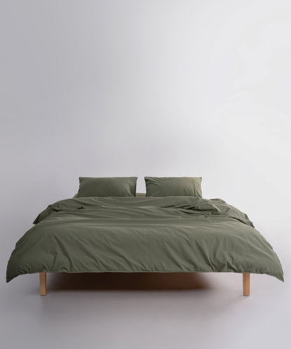 Оливкова постільна білизна 240x260 з 100% бавовни stonewash, підковдра 200x220 та 2 наволочки 50x70