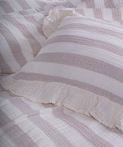 Комплект постільної білизни з мусліну 100% бавовна (Garment Washed) – Натуральний бежевий у смужку