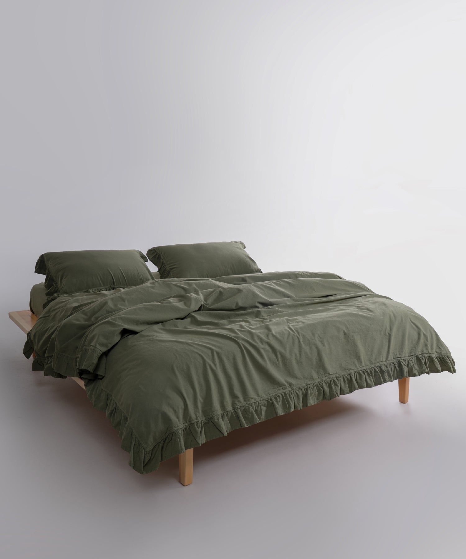 Exclusive Комплект Постільної Білизни З Рюшами З Stonewashed Бавовни 100%, Capulet Olive