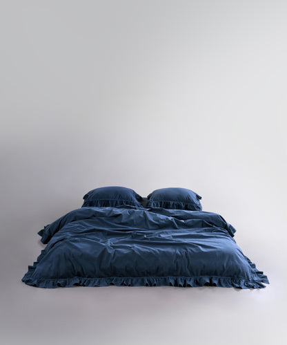 Exclusive Комплект Постільної Білизни З Рюшами З Stonewashed Бавовни 100%, Dress Blue
