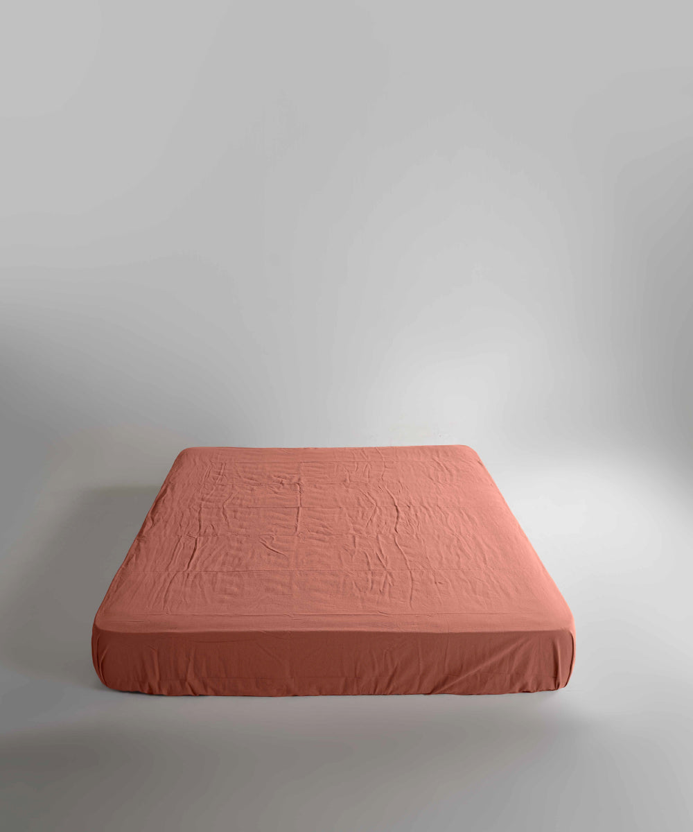 Простирадло На Резинці Stonewashed 100% Cotton - Mecca Orange