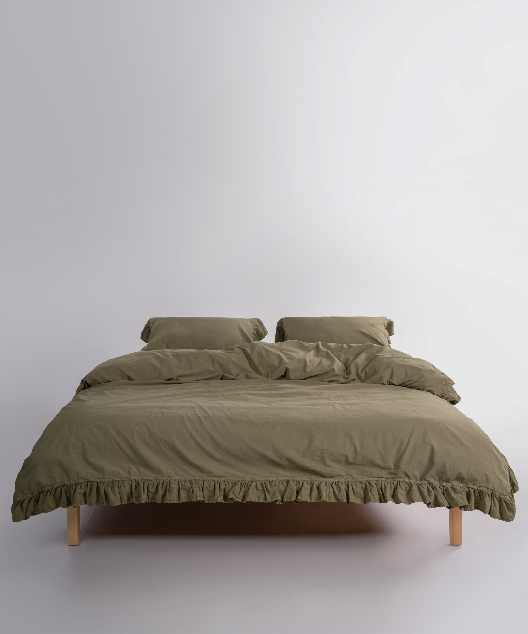 Exclusive Комплект Постільної Білизни З Рюшами З Stonewashed Бавовни 100%, Olive