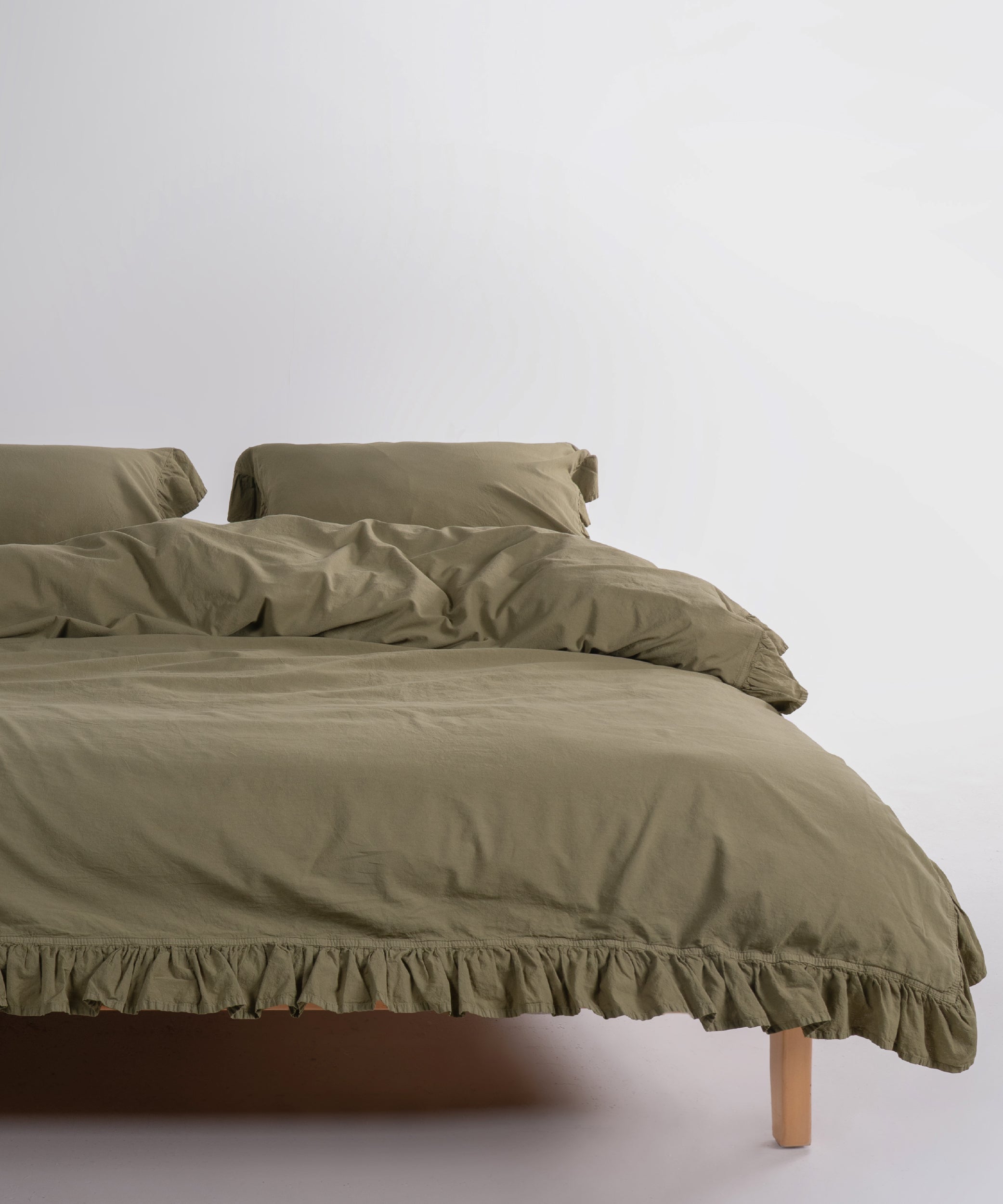 Exclusive Комплект Постільної Білизни З Рюшами З Stonewashed Бавовни 100%, Olive