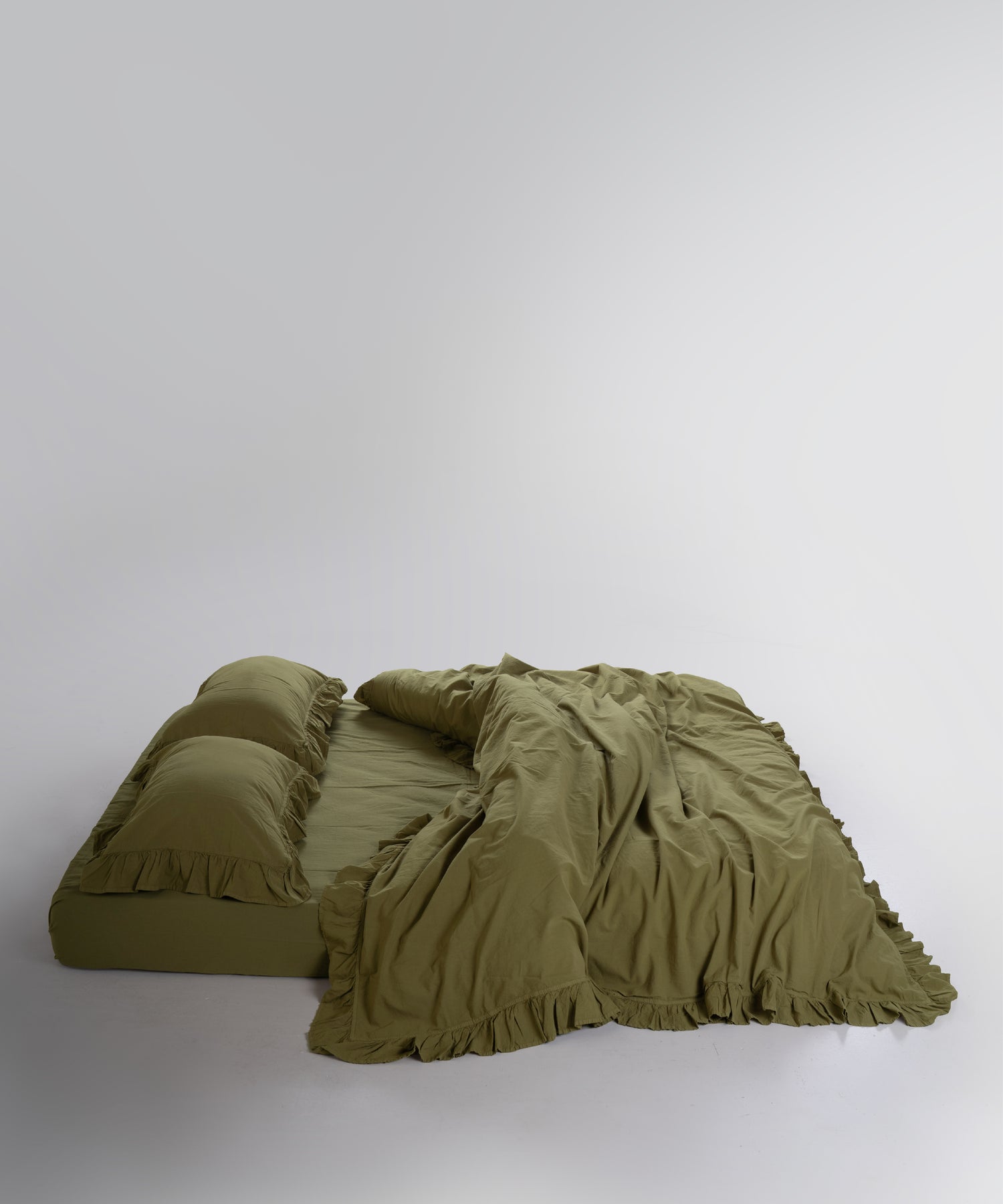 Exclusive Комплект Постільної Білизни З Рюшами З Stonewashed Бавовни 100%, Olive