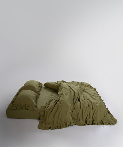 Exclusive Комплект Постільної Білизни З Рюшами З Stonewashed Бавовни 100%, Olive