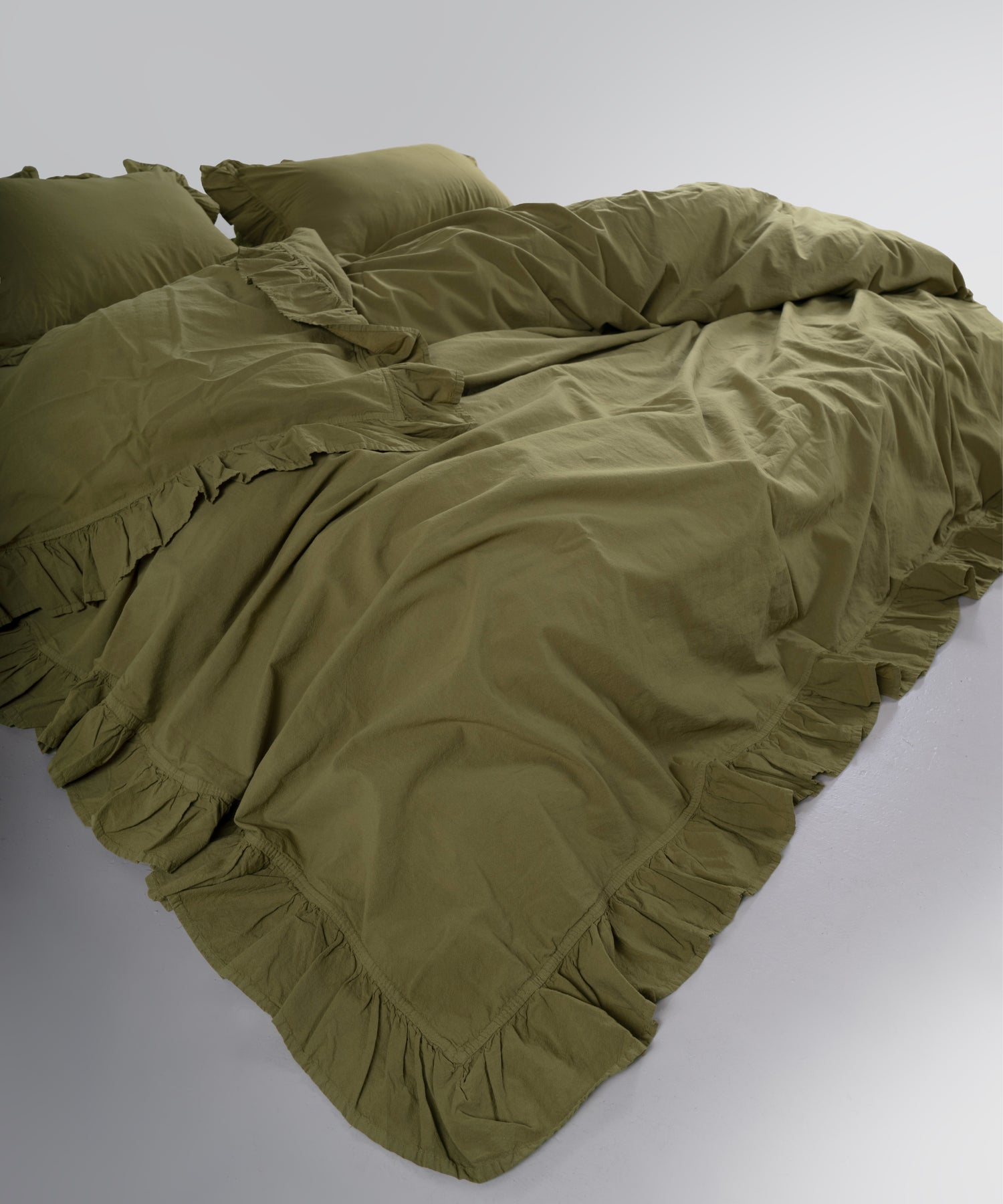 Exclusive Комплект Постільної Білизни З Рюшами З Stonewashed Бавовни 100%, Olive