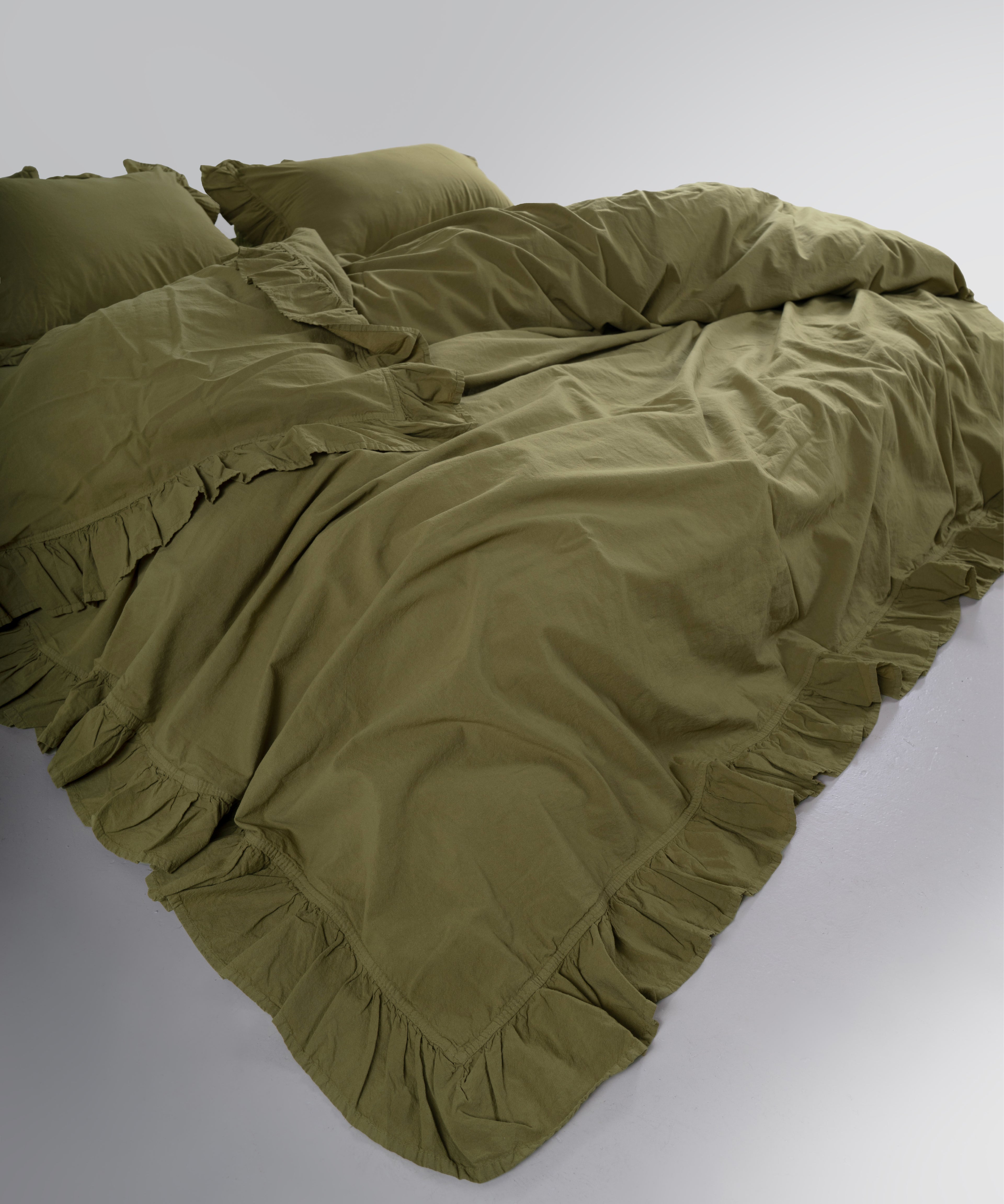 Exclusive Комплект Постільної Білизни З Рюшами З Stonewashed Бавовни 100%, Olive