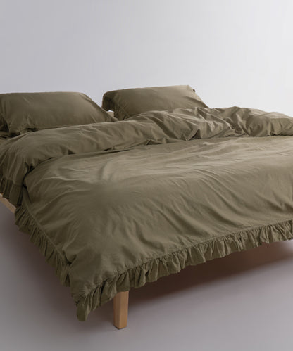 Exclusive Комплект Постільної Білизни З Рюшами З Stonewashed Бавовни 100%, Olive
