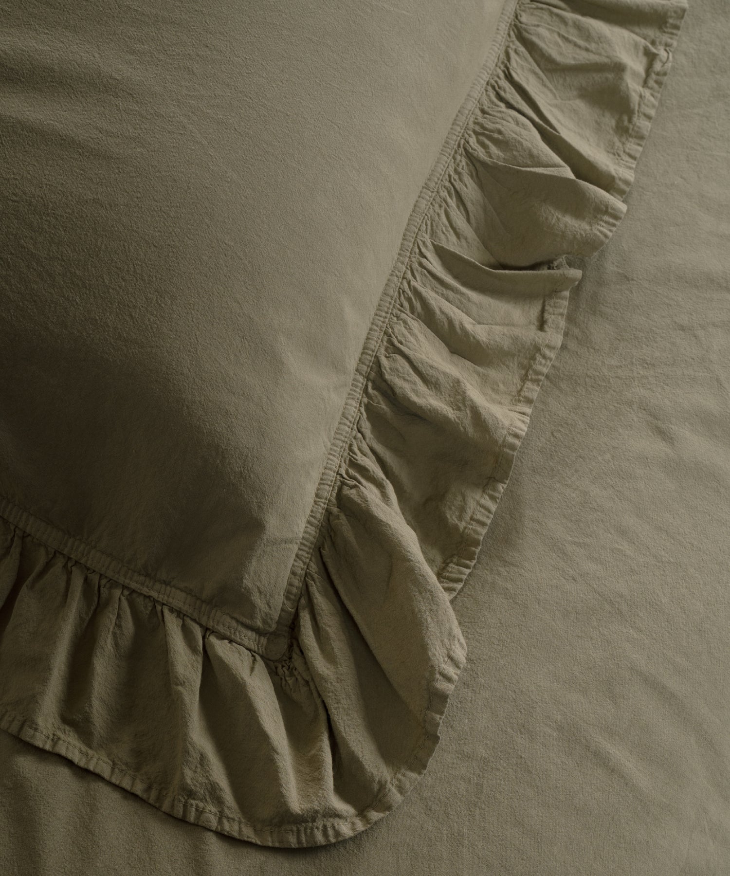 Exclusive Комплект Постільної Білизни З Рюшами З Stonewashed Бавовни 100%, Olive