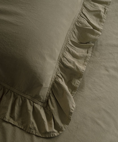 Exclusive Комплект Постільної Білизни З Рюшами З Stonewashed Бавовни 100%, Olive