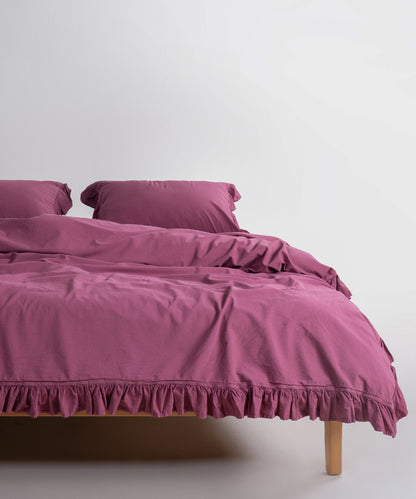Exclusive Комплект Постільної Білизни З Рюшами З Stonewashed Бавовни 100%, Raspberry